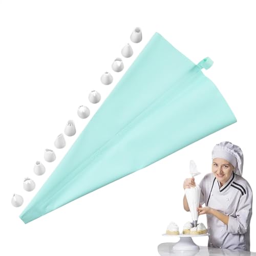 Mangas pasteleras y puntas, mangas pasteleras reutilizables - Bolsas pasteleras seguras y reutilizables Puntas para tuberías de glaseado | Juego de decoración de pasteles horneados, kit de tuberías de