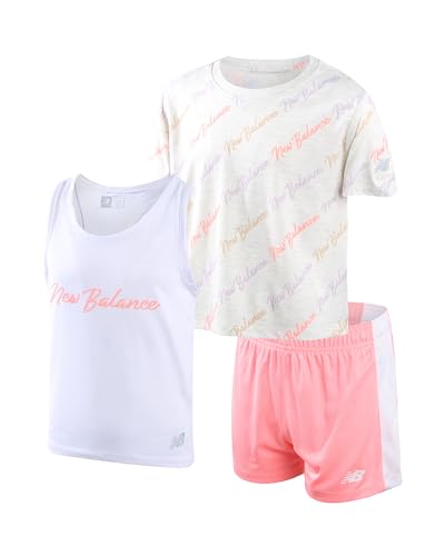 Recopilación de Conjuntos deportivos para Niña , listamos los 10 mejores. 45 New Balance Girls' Active Shorts Set - 3 Piece Performance T-Shirt, Tank Top, and Gym Shorts - Summer Outfit for Girls (7-12), Size 10-12, WhiteOatGrapefruit