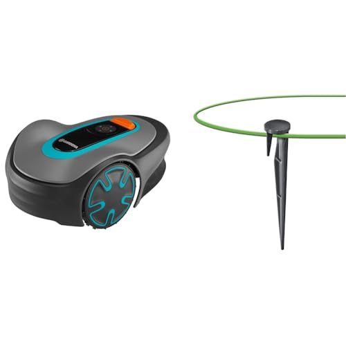 Gardena Mähroboter SILENO minimo 500 m² & GARDENIX® 100 Stück WirePEG Erdnägel für Mähroboter Begrenzungskabel, Haken, Nägel, Heringe Kompatibel mit Gardena Husqvarna Worx Bosch