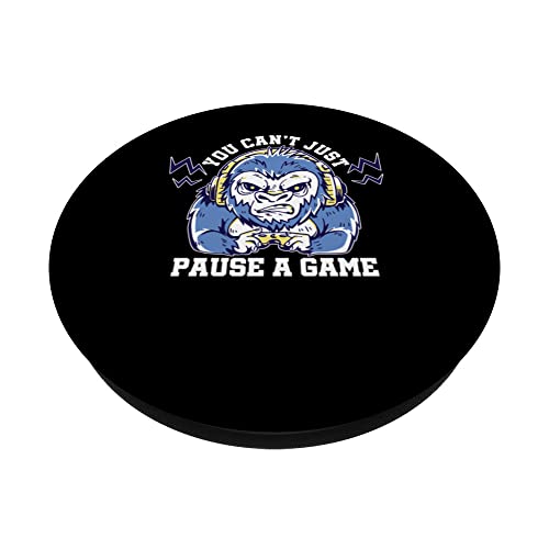 You Can't Just Pause A Game Video Game Player Gaming Nerd PopSockets Swappable PopGrip, Black - Image 2