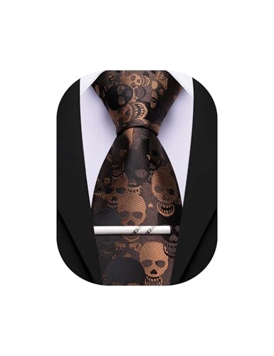 Image of Barry.Wang Silk Ties for Men Fun Necktie and Tie Clip Set for Wedding Party Business Formal Extra Long