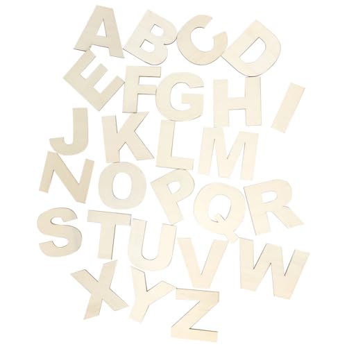 JIHUOO 26 St&uuml;ck 10 cm Holzschrift-Alphabet-Buchstaben, unlackiert, Holzbuchstaben, blanko, Holzbuchstaben, Schilder, Scrapbooking, Verzierungen f&uuml;r Kinder zum Lernen