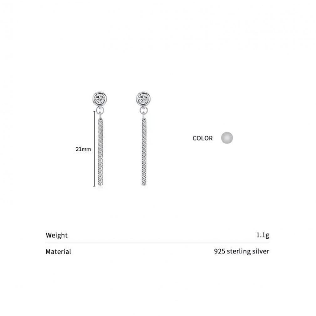 HLTYGWX Funkelnde Ohrhänger aus 925er-Sterlingsilber, transparente Hängeohrringe für Damen, Hochzeitsschmuck