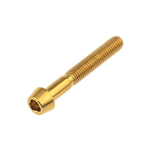 Image of Titanium Ti Bolt M5x9 16 18 20 25 30 35 40 45 50 55 60mm Tapered Head Screws Pack of 4 (M5x35mm, Gold)