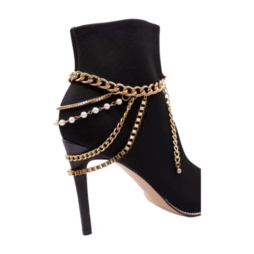 Women Western Fashion Gold Jewelry Boot Bracelet Metal Chain Links Heel Shoe Wave Strands Charm #TOP7