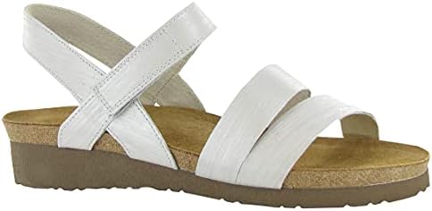 NAOT Women's Kayla Sandal Silver Stripe Leather (Exclusive Color) 6 US