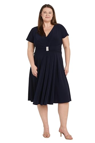 Image of R&M Richards Women's Metallic Foil Print Bodycon Dress W /Draped Capelet - Knee-Length Cocktail Party Outfit
