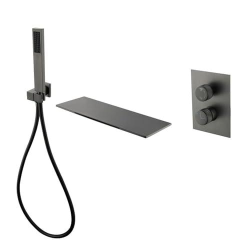 Robinet mitigeur cascade gris avec douche fini les éclaboussures - 2