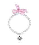 Elastisches Damenarmband mit kleinen Perlen und einer rosa karierten Schleife, passend für jedes Handgelenk