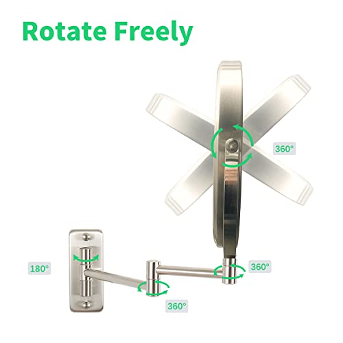 Erlingeryi 8" Wall Mounted Makeup Mirror 10X Magnifying Mirror Double Sided Vanity Makeup Mirror For Bathroom Nickel Brush Finish #TOP4