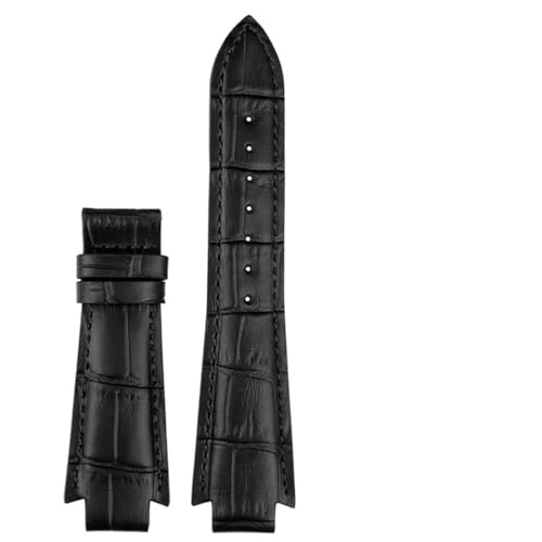 AMAUPCKCA 24x14mm Convex End Genuine Leather Watchband 1853 For Tissot T60 Strap L875/975K Men Women Watch Belt Butterfly Clasp Bracelet(Black nk)