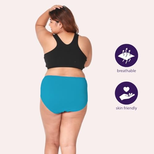 Image of Adira | 3XL-10XL Cotton Panties for Women Plus Size | High Waist Panty with Full Coverage | Inside Elastic - No Elastic Exposure to Skin | Plus Size | Pack of 3