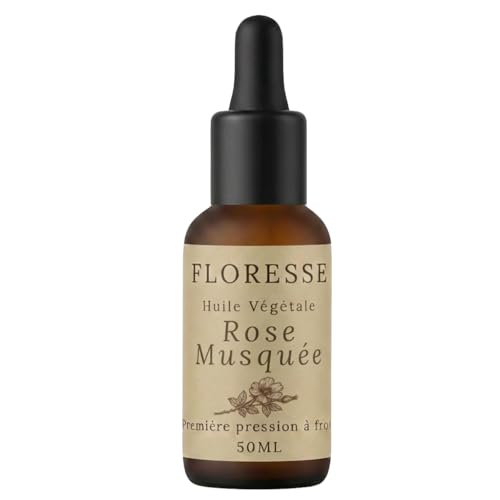 FLORESSE® - Huile Végétale ROSE MUSQUEE 50 ml – Soin Naturel Visage et Corps – Beauté de la Peau et Anti-Âge – Vierge, Pure et Naturelle –...