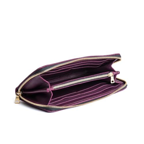 Portland Leather Goods Women's Accordion Zip Wallet – Handcrafted in Durable, Full-Grain Leather – 8 Card Slots & Secure Zippered Pocket – Plum3