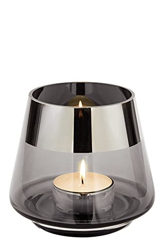 FINK Teelicht - Glas - Tischdekoration - Geschenke für Frauen - grau H 9 cm
