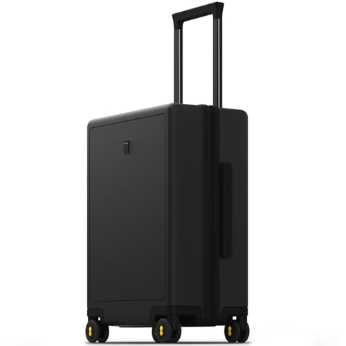 LEVEL8 Carry on Luggage Airline Approved, Small Carry-on Suitcases with Wheels, Lightweight Hardside Luminous Textured with Spinner Wheel, Tsa Lock, 18 Inch, Black