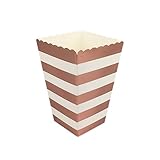 CAXUSD 12個入りポップコーンの紙箱 ローズゴールド地に横縞 スカラップ模様の ボックス 段ボール製パーティー用キャンディ容器 結婚式や記念品にも