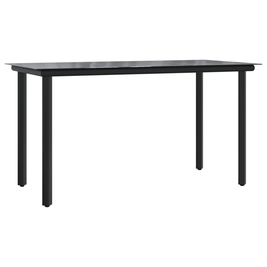 Juego de mesa y 6 sillas de jardín con cojines de polirratán negro de 7 piezas