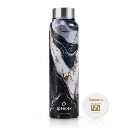Image of Speedex Stainless Steel Printed Water Bottle 1 Ltr 1000 ml, BIS Approved, Leak Proof Screw Cap Bottle for Office, School, Travel, Daily Use for Men, Women, Kids, Adults, Midnight Marble, Set of 1
