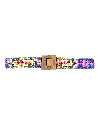 Nocona Girl's Stretch Beaded Cross Design Belt, Purple, S/M