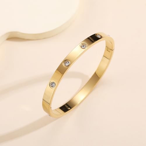 image for FUNIO 18K Gold Plated Van cleef Clover Bracelet Love bangle Set for Wo