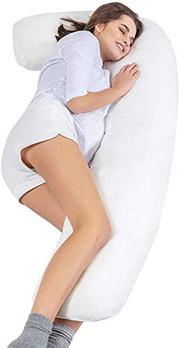 Linen Empire Premium L-Shape Pregnancy Pillow Orthopaedic Hollow Fibre Filling Maternity Body Pillow| Back, Neck & Leg Pain Relief |Side Sleeper Pillow Only