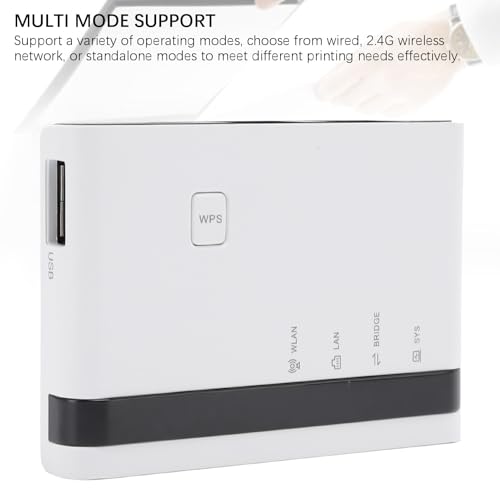 Image of Wireless Print Server, USB Printer Sharing Hub with Multi Mode Support for LAN via Ethernet or WiFi Network, Plug and Play (US Plug)