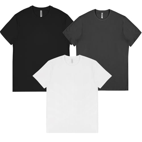 Image of Men's Cotton T Shirt Combo Pack of 3 - Plain Round Neck Solid Black & White Tees, Regular Fit, Half Sleeve Casual Wear for Men (Sizes S-4XL)