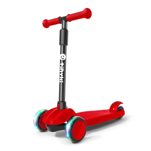 TINYKI Patinete Niño 2 Años a 6 - Altura Ajustable con Ruedas Luces LED - Scooter Niño 3 Ruedas - Patineta Infantil para Niños y Niñas Jugar