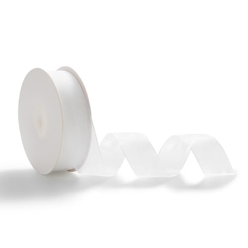 AOKSUNOVA Ruban en organza pour mariage, 2,5 cm x 45 m, ruban cadeau blanc