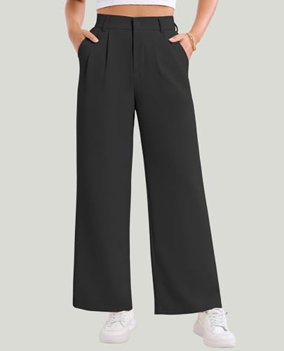 CHANGEOWN Womens Wide Leg Dress Pants High Waisted Stretchy Office Work Trousers Business Casual Slacks Flowy Palazzo Pant (Black, XXL) — view 2