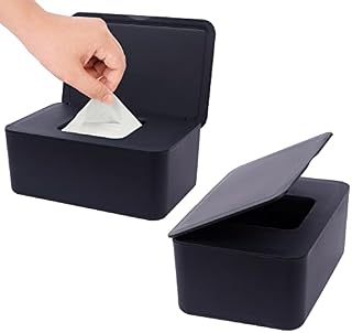Baby Wipes Dispenser, Wipe Holder for Baby & Adult, Seposeve Refillable Wipe Container, Keeps Wipes Fresh, One-Handed Operation. Non-Slip, Easy Open/Close Wipes Pouch Case, 2 Black