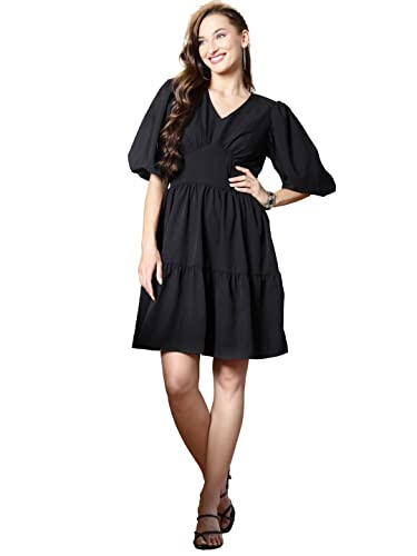 Image of SERA Women's Polyester Fit and Flare Standard Length Dress