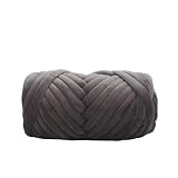 Lana para tricotar，Hilo para bufandas, 1 kg 1000 g de hilo súper grueso y voluminoso, hilo gigante blanco for tejer a mano, bolsas, bricolaje, terciopelo grueso, manta grande suave, alfombra(Dark Gray