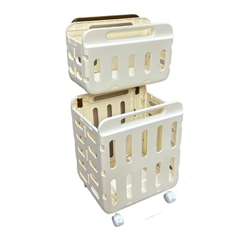 Compatible con cesto de ropa for el hogar, almacenamiento, color puro(Cream white [double layer])