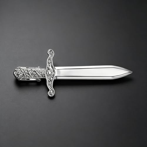Image of Sword Tie Clip for Men Novelty Silver Gold Black Tie Bar Personalized Unique Party Jewelry Gift