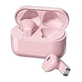 Anjetsun Wireless Earbuds for Daily Use, Semi-in-Ear Wireless Audio Headphones with Microphone, Touch Control, Type-C Charging, Music Headphones for Work, Travel and Home Office(Silk Rose)