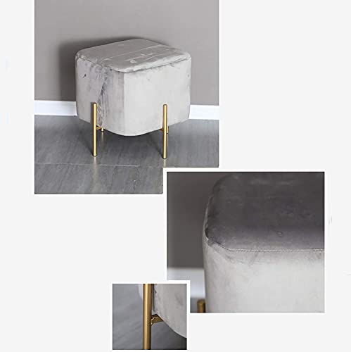Repose-pieds en velours confortable cube gris pour salon - 6