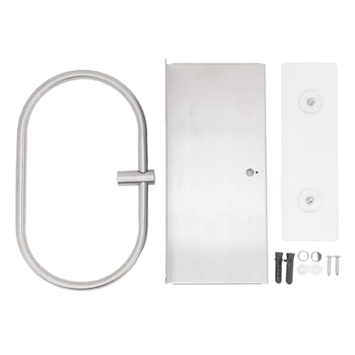 Porte-serviettes salle de bain mural en inox ovale argent suspendu