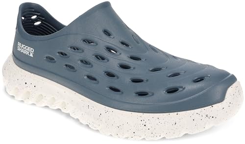 RUGGED SHARK Mens Rift Slip-On Water Shoes – Quick-Dry EVA, AQUAFLO® Drainage, Ventilated, Lightweight, Textured Footbed, Easy On/Off, Perfect for Beach, Pool, and Outdoor Adventures