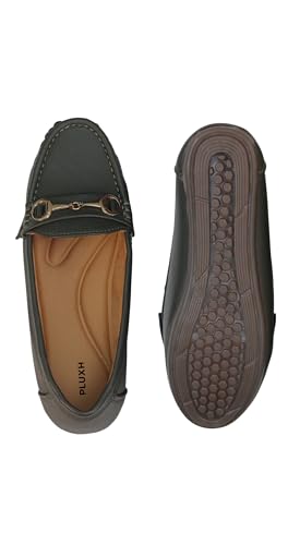 Image of Pluxh Women's Classic Ballet Flats with Metal Detail | Soft Padded Slip-On Shoes | Lightweight Comfort Footwear | Flexible Sole | Office, Casual