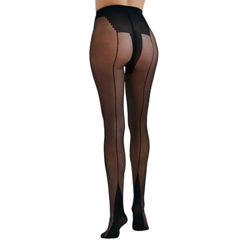 PENTI Black Nostalgia Back Seam Pantyhose | Women's 20 Denier Sheer Tights | Backseam Legwear | Reinforced Toe Hosiery