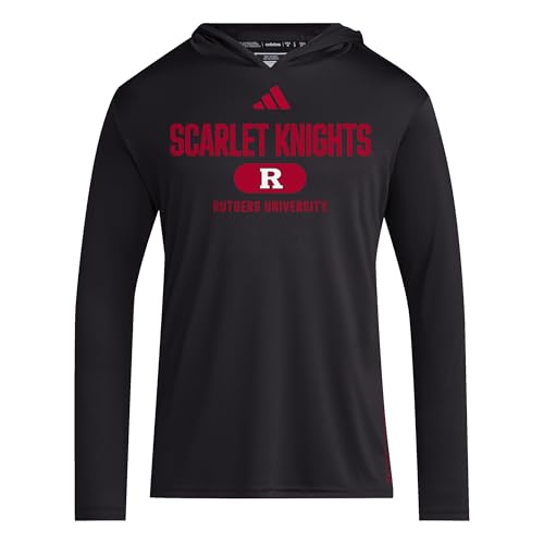 adidas Men's NCAA Designed for Training Team Lightweight Hoodie, Black/Team Power Red/White/Rutgers Scarlet Knights, 3X-Large Tall