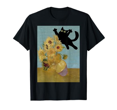 Van Gogh Flowers Cat Sunflowers T-Shirt