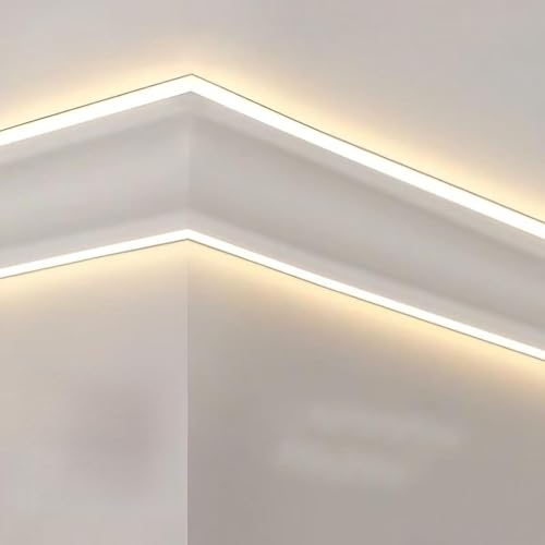 KjoiDWz Cinturón de luz de Pista LED Moldura de Esquina de Aluminio for techos y Paredes, riel for Canal de iluminación de Tiras LED, riel for iluminación de Tiras Dobles LED(1 m/3.3 ft)