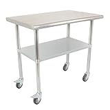 STEELBUS 24'' x 36'' Stainless Steel Table,NSF Commercial Heavy Duty Kitchen Prep & Work Table on 4