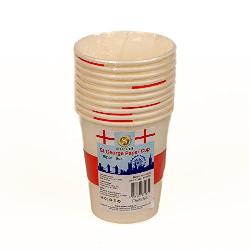 SHATCHI 20Pcs England Paper Cup St George Party Supplies for England Sporting Events Pub Football World Cup Celebrations Party - Image 3