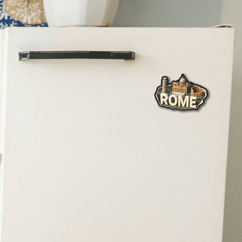 Image of CVANU Rome Country Landmark Theme 2pcs MDF Fridge Magnet - Wooden Travel Souvenir Refrigerator Decorative Collectible Magnet