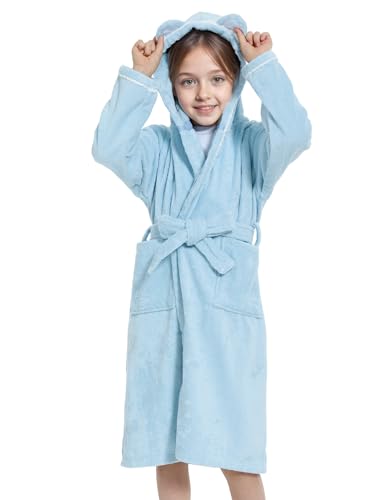 JiAmy Kinder Kapuzen-Bademantel für Jungen und Mädchen, 100%...
