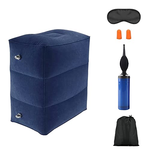 jiuzcare Reposapiés Inflable 3 Capas Almohadas de Pie Viaje Hinchable para Pierna Altura Ajustable Cojín Repos-Apiés d'avión Accesorio Multiusos para Niños y Adultos para Tren Avións Oficina, Tibetano Cover